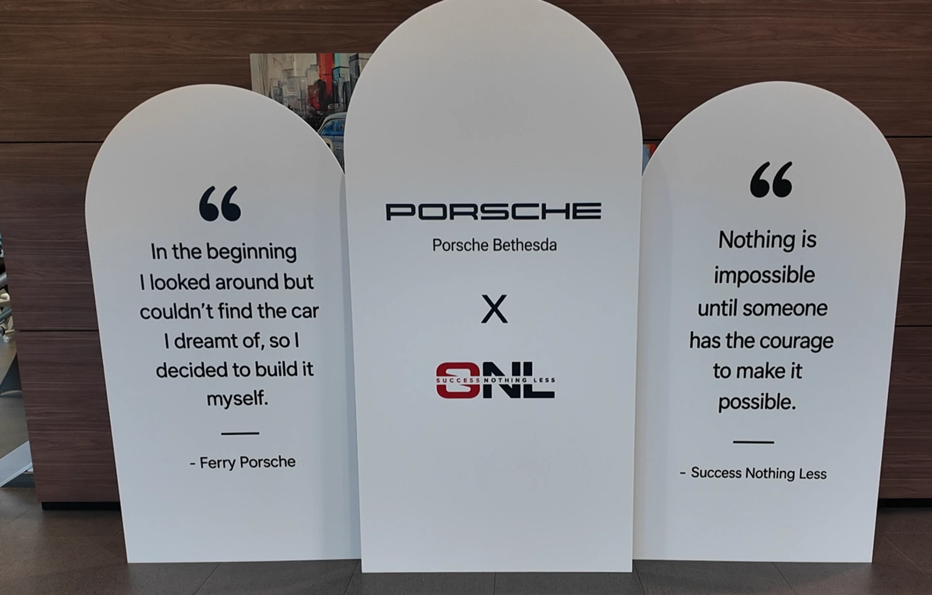 Porsche Bethesda x Success Nothing Less branded backdrop